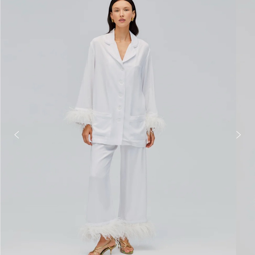 Sleeper White Feather-Accent Pajama Set
